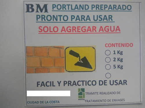 Imagen 3 de 4 de Portland Preparado Pronto Para Usar, Solo Agregar Agua 1 Kg