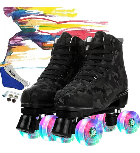 Patines Roller De 4 Ruedas Camuflaje Personalizado Con Led