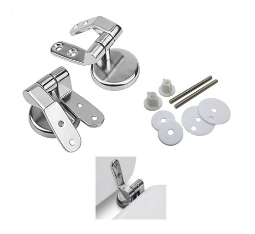 Imagen 1 de 7 de Repuesto Herraje Bisagra Metal Cromado Tapa Tabla Inodoro