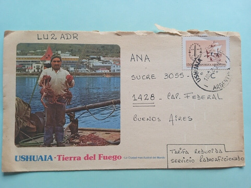 Sobre Qsl Preimpreso Imagen Ushuaia Tierra Del Fuego 1984