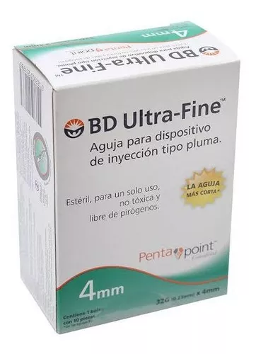 Aguja para Insulina BD Ultra-Fine 32G x 4mm, 10 pzas.