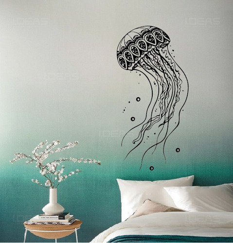 Vinil Decorativo Medusa Mar Acuático Sticker De Pared