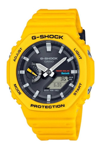 Reloj de pulsera Casio G-Shock GA-B2100C-9ADR, analógico-digital, para hombre, fondo negro, con correa de resina color amarillo, bisel color amarillo y hebilla simple