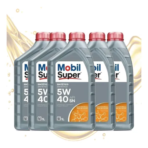 comprar Kit 5 Litros Oleo Motor Mobil Super 5w40 Sintético Api Sn