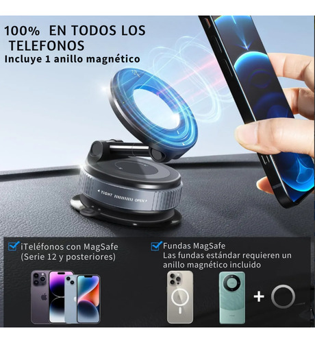 Soporte Magnético Giratorio 360° Celular Auto Y Escritorio Negro