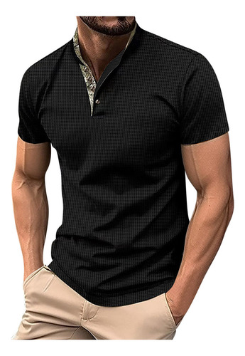 Camiseta Básica Casual Para Hombre Con Cuello Alto Y Cuello