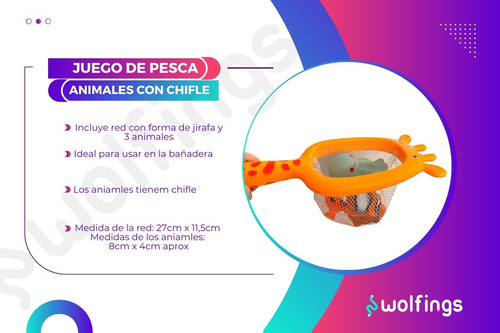 Imagen 3 de 10 de Juego De Pesca 3 Chifles Y Red Juguete Para El Baño Bebe