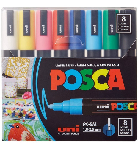 Marcadores Posca 5m Set 8 Colores Basicos