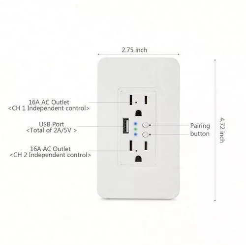 Enchufe tomacorriente Inteligente Wifi 10a Tuya-Bsd01 Compatible con Google  y Alexa +App Android IOS