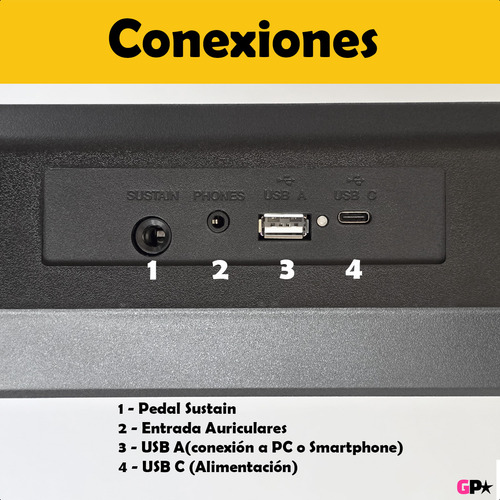 Organo Teclado 5/8 Sensitivo Banco Fuente Pie Funda Ek61208