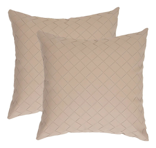 Kit 02 Capas De Almofada Trendy Courino Em Relevo Jolitex Cor Fendi