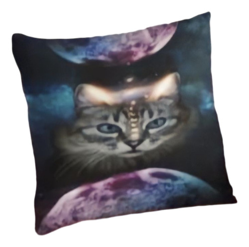 Almohadon Decorativo 38x38 Cm Modelo Momento Galactic Cat #7