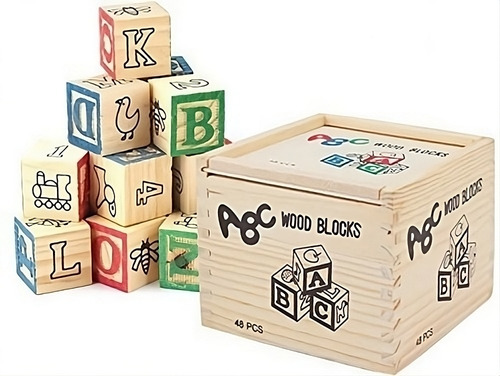 Juego Bloques Madera Abc Rompecabezas Letras Numeros Figuras