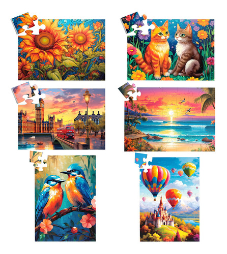 6 Packs Large Piece Jigsaw Puzzles For Elderly Puzzle Demen.