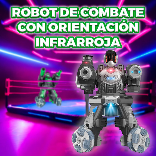 Robot Juguete Control Remoto Batalla Rociador Bola Hidrogel Color Plata Ele-Gate JUG.JC09