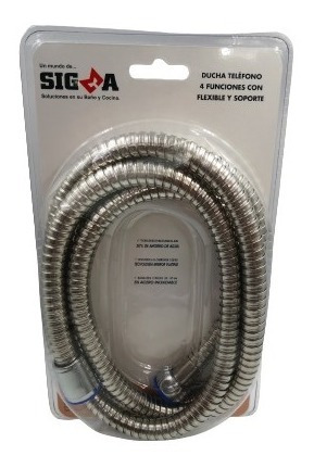 Imagen 2 de 4 de Kit Ducha Teléfono +flexible Y Soporte Cromado Acero Inox
