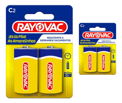 04 Pilhas C Zinco Média Amarelinhas Rayovac 2 Cart C 2 Unid