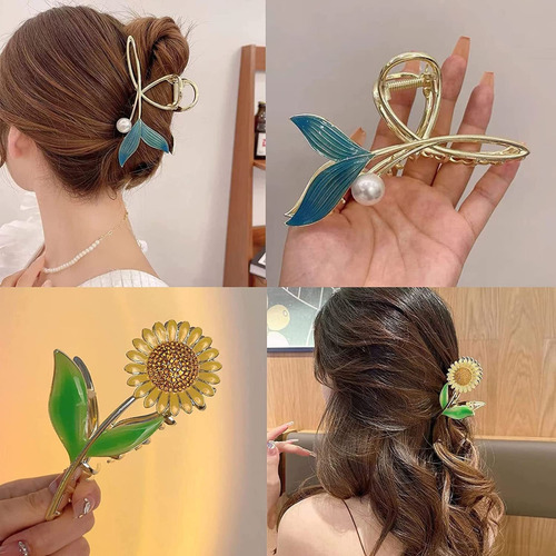 Pinzas Para El Cabello Con Flores, Pinzas Para El Cabello