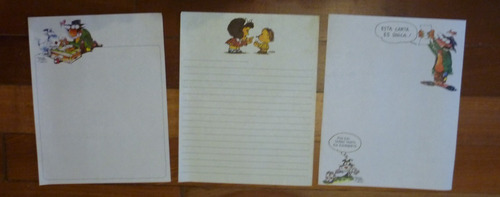 Papel Carta De Colección Mafalda Y Diógenes Y El Linyera X 3
