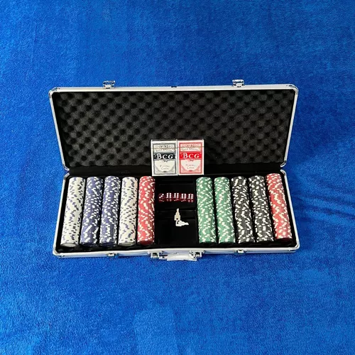 Maleta de poker 500 fichas baralho dados kit completo jogador