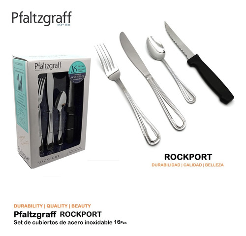 Juego De Cubiertos Pfaltzgraff Rockport Acero Inoxidable 16p