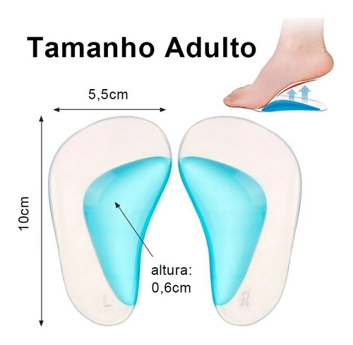 Imagem 3 de 8 de Palmilha Para Pé Plano Ortopédica De Gel Silicone