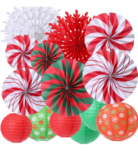 Surtido 3d Navidad Panal Papel Linterta Ventilador Decoració
