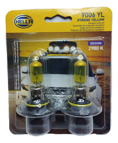 Bombillo Hella 9006 Yl Xtreme Yellow 2900k. Par En Blister