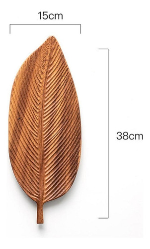 Bandeja De Madera Con Forma De Hoja, 38cm X 15cm X 2cm