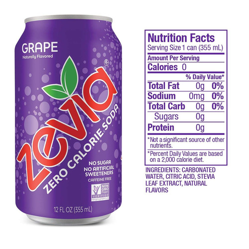 Zevia Zero Calorie Soda, Uva, Endulzado Naturalmente Soda, (
