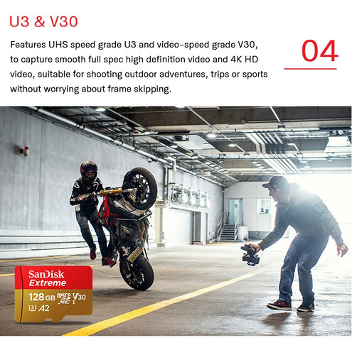 Imagem 9 de 9 de Sandisk Extreme Memoria Micro Sd 128gb U3 C10 A2 V30 4k 160m