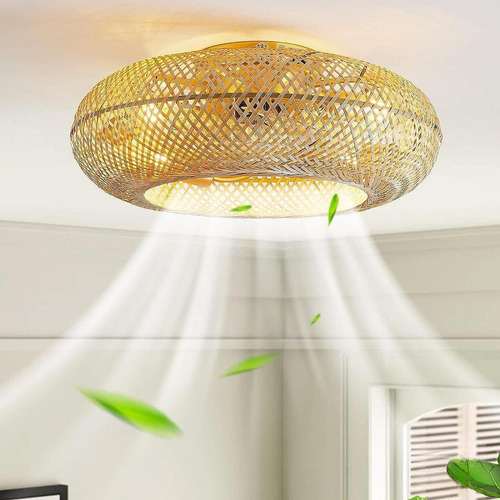 Ventilador De Techo Con Luz Ajustable Estilo Bohemio,