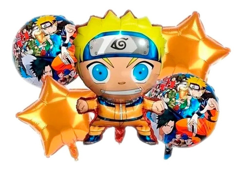 Set X5 Globos Metalizado Naruto Fiesta Decoración
