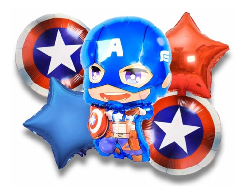 Globo Capitán América Cuerpo Completo Metalizado Set Fiesta