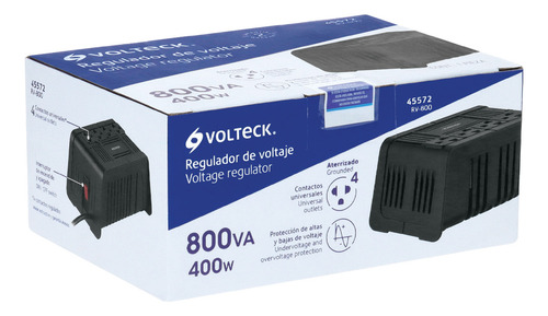 Regulador De Voltaje 800 Va/400w 4 Contactos Volteck 45572