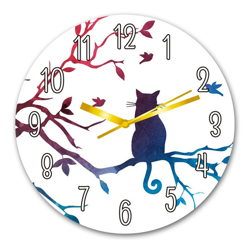 Reloj De Pared Gato Arbol De La Vida 30cm