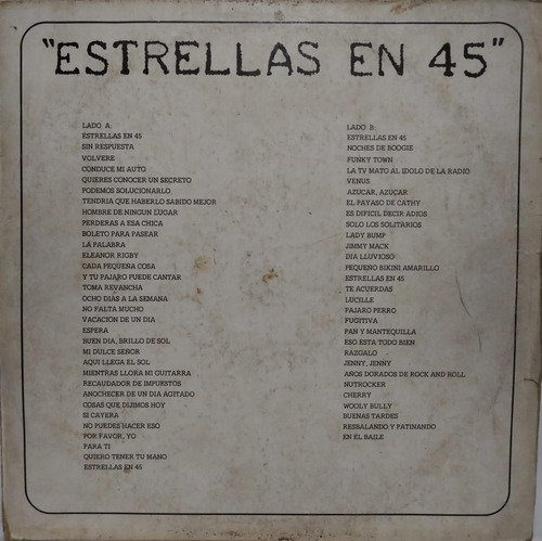 Estrellas En 45  Estrellas En 45 Lp 1981 Argentina