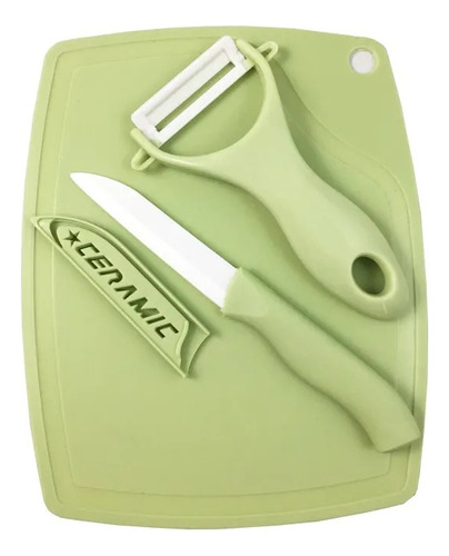 Cuchillo Y Pelador De Fruta Con Tabla De Picar