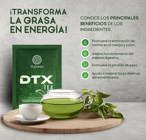 Plennia Dtx Tea Formula Antioxidante 5 Sobres 8gr C/u