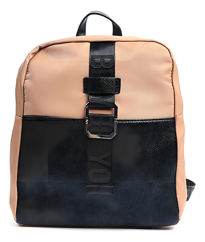 Mochila Canva Casey em nylon e couro PU cor bege