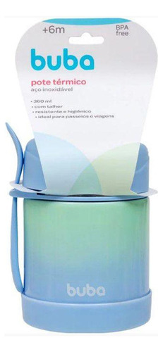 Pote Térmico Buba Aço Inoxidável Com Colher Degradê Azul