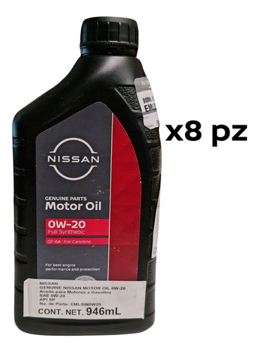 Aceite Nissan 0w20 8lt Para Maxima 2017