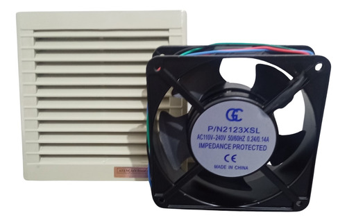 Kit Ventilação Painéis Elétricos 9 Exaustor 9 Grelhas 15x15c