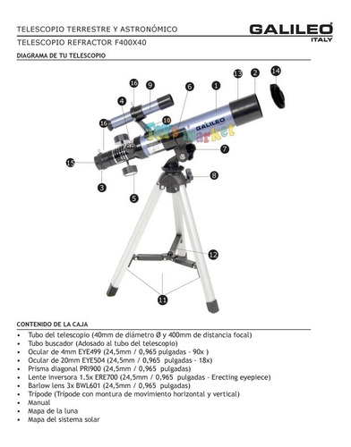 Imagen 6 de 10 de Telescopio Galileo Italy F400x40 Telescopios Astronomicos