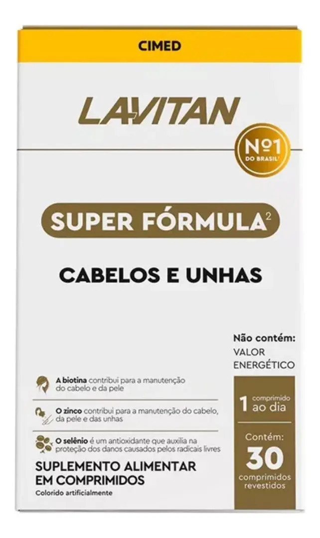 Cabelos E Unhas Vitaminas e Minerais Lavitan 30 Comprimidos Sem Sabor