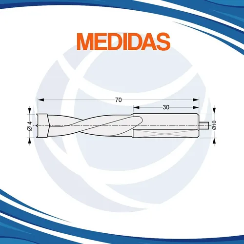 Broca Mecha 4 Mm X 70 Mm No Pasante Derecha P Bisagra Cima M