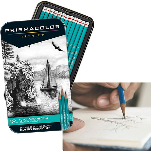 Imagen 3 de 3 de Prismacolor Set 12 Lapices Grafito Turquoise Medium Graphite