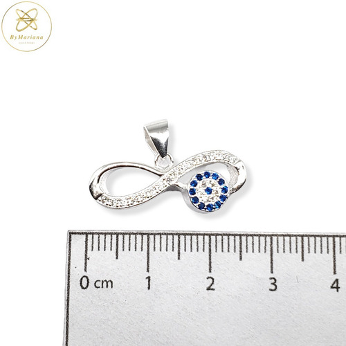 Imagen 4 de 5 de Dije Plata Rodinada Con Cubic Infinito X 25 Mm