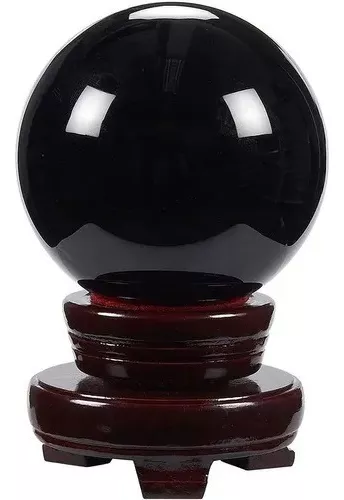 Pssopp Bola de cristal obsidiana preta com base, bola de cristal de 40 mm  para decoração de casa