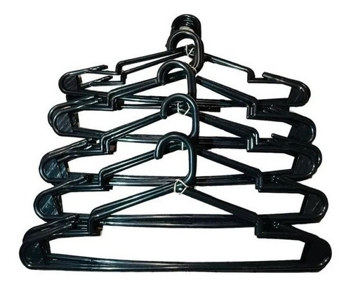 Imagen 3 de 7 de Perchas Plasticas Negras Reforzadas Pack 50 Unid Plastic-art